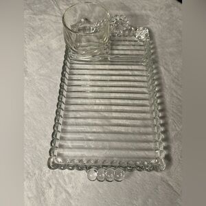 Service for 4- 1950's Hazel Atlas Glass Company Sip and Snack Tray